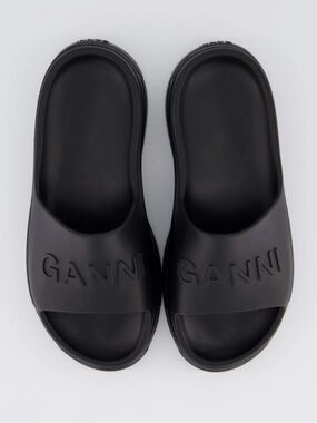 GANNI Chunky Pool Slides Black Sandals Size 39 US 9 NWT